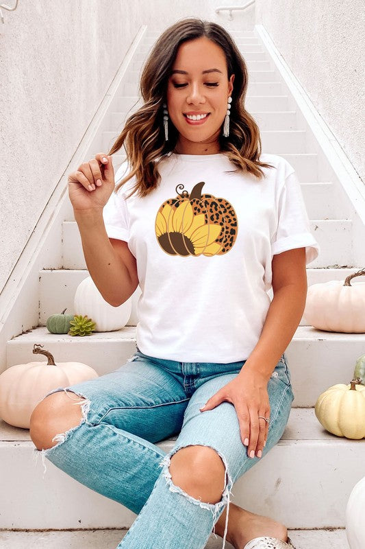 Cheetah Sunflower Pumpkin Graphic Tee